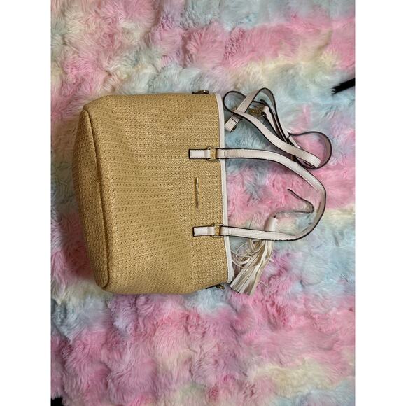 Steve Madden Straw Tote Natural White Crossbody Bag EUC - Picture 2 of 15